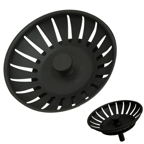 Abflusssieb für Küchenspüle, schwarz, Edelstahl, Ersatzabfallkorb mit Gummidichtung, 78 mm, zum Filtern von Lebensmitteln und Haaren Abflusssieb für Küchenspüle, schwarz, Edelstahl, Ersatzabfallkorb mit Gummidichtung, 78 mm, zum Filtern von Lebensmitteln und Haaren von Filteilect