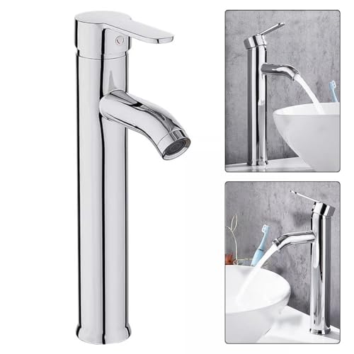 Badezimmer-Wasserhahn, Einhebel-Edelstahl, modernes Design, heißes und kaltes Wasser, oberhalb der Theke, Waschbeckenarmatur mit 60 cm Schläuchen, Silber/Schwarz (Silber und Schwarz) von Filteilect