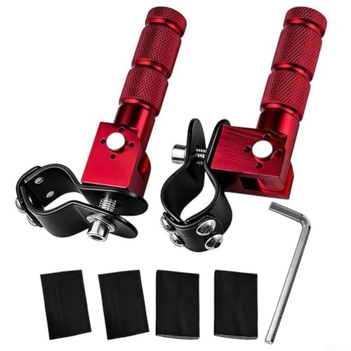 Breite Passform CNC-Aluminium-Motorrad-Fußrasten mit Herstellung und verbesserter Verschleißfestigkeit, geeignet für mehrere Motorradmodelle (rot) von Filteilect