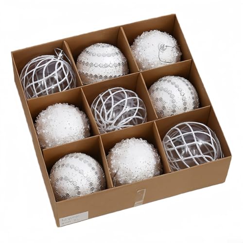 Bruchsichere Weihnachtskugeln, 8 cm, Kunststoffkugeln für festliche Baum, Girlande, Kamin oder Party-Dekoration (weiß) von Filteilect