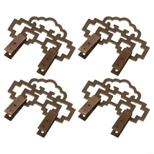 Dekorative Bilderrahmen-Haken aus Messing, 8 x 4,5 cm, Antik-Bronze-Finish, Wandaufhänger mit Schrauben zum sicheren Aufhängen von Gemälden, Spiegeln, Kunstwerken, 4 Stück von Filteilect