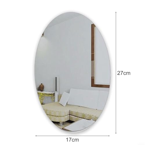 Dekorativer 3D-Acryl-Spiegel-Wandaufkleber in ovaler quadratischer Form für Badezimmer, Heimdekoration, wasserdicht und leicht, Wandakzent für flache Oberflächen (oval) von Filteilect