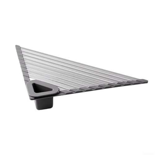 Dreieckiges Abtropfgestell für die Spüle, zusammenklappbar, platzsparende Abtropfmatte, Aluminium-Utensilien-Organizer, faltbares Gemüse- und Obst-Trockenbrett von Filteilect