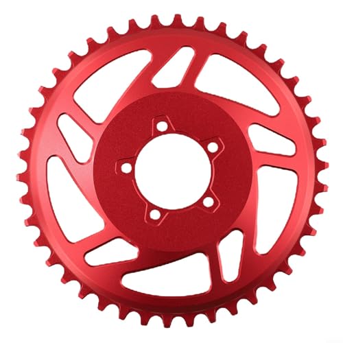 E-Bike 42T Aluminiumlegierung Kettenblatt Offsetkorrektur kompatibel mit Antriebssystemen für reibungslose Fahrleistung, blau oder rot (rot) von Filteilect