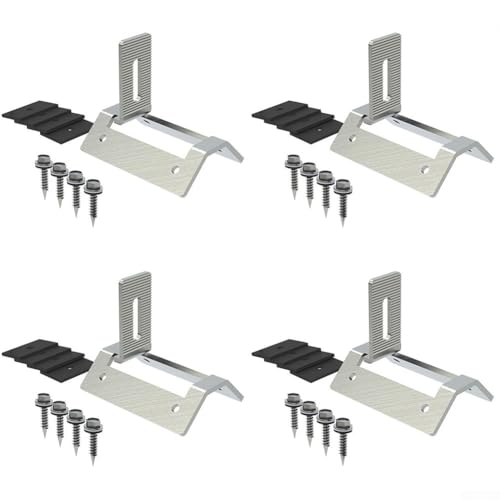 Edelstahl PV Dachhaken für Schienenmontage auf Blech Trapezdachplatten, langlebige Photovoltaik-Klemmhalterung für Solarmodul-Regalsystem (4 Stück) von Filteilect