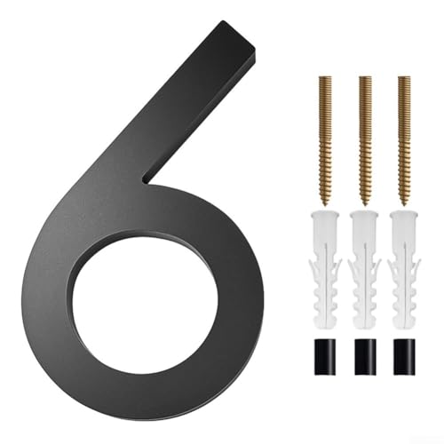 Filteilect 12,7 cm schwarze Hausadressnummern, moderne schwebende Wandhalterung, Plakette für Zuhause, Geschäft, Briefkasten, Outdoor-Display (6) von Filteilect