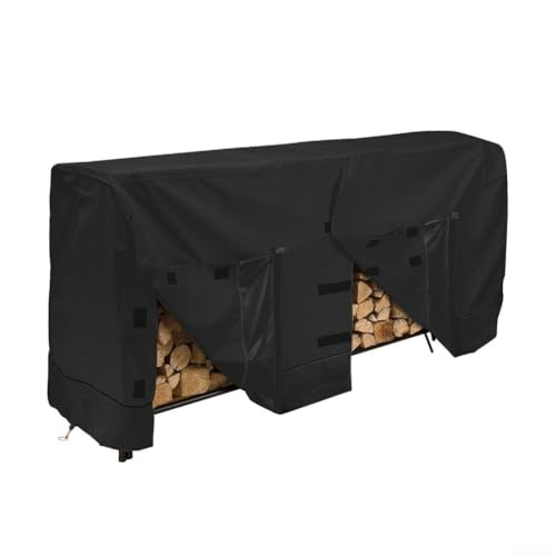 Filteilect 2,4 m Kaminholzregal-Abdeckung, Oxford-Tuch, wasserdicht, für den Außenbereich, Holzaufbewahrung, mit leicht zugänglichem Reißverschluss, 244 x 61 x 107 cm (schwarz) von Filteilect