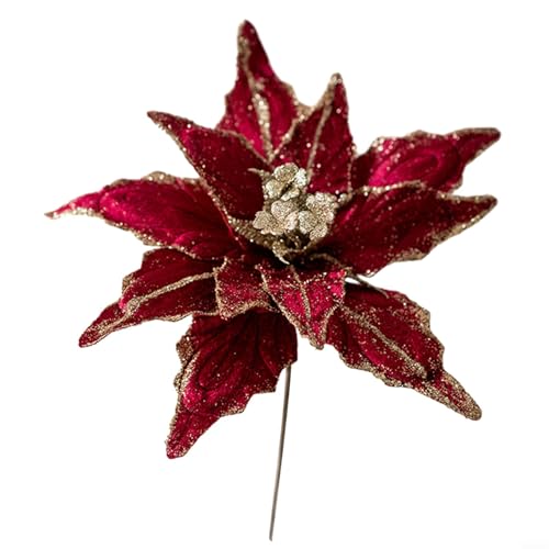 Filteilect 28 cm Weihnachtsstern, glitzernde Blume, hängende Ornament, für Weihnachtsbaum, Party, Zuhause, Garten, Hochzeit, Dekorationen (Burgunderrot) von Filteilect