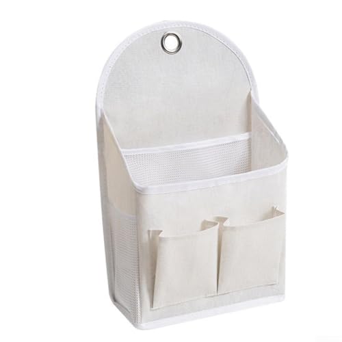 Filteilect 2er-Pack Wand-Organizer-Tasche mit Taschen, Aufbewahrungstasche mit zwei Taschen, Taschen-Organizer, Stoff, Zeitschriften, wasserdichte Tasche für Badezimmer, Büro (weiß) von Filteilect