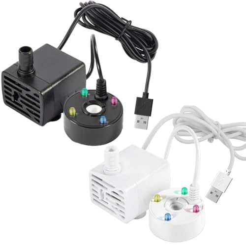 Filteilect 5 V USB-Wassernebel-Maker mit 4 farbigen Lichtern – All-In-Fog-Maschinen-Zerstäuber für Landschaftsgestaltung, Wasserspiele und Gartendekoration (weiß) von Filteilect