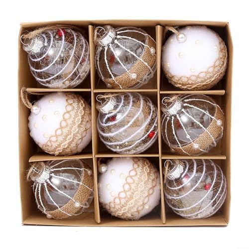 Filteilect 9 x 8 cm Weihnachtskugel-Ornamente, Baumschmuck für Urlaub, Hochzeit, Party, Zuhause, Garten, Dekoration, PET-Material (Stil 4) von Filteilect