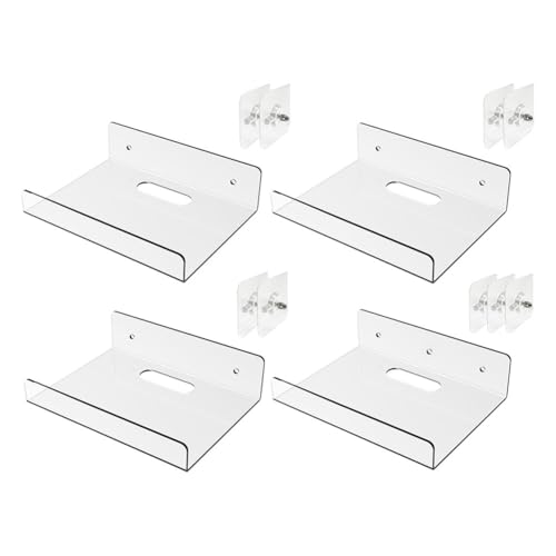 Filteilect Acryl-Wandregal, gestanzt, Aufbewahrungsregal für Wohnzimmer, Schlafzimmer, Küche, Badezimmer, transparent, 2 Stück (10 x 10 x 4 cm) von Filteilect