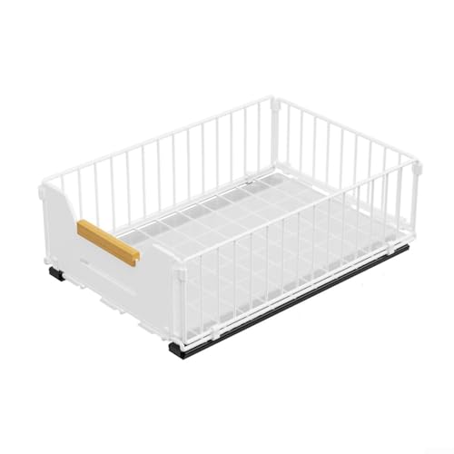 Filteilect Ausziehbarer Schubladen-Organizer, Schiebetürkorb, mit glatter Führungsschiene für einfachen Zugriff, Lagerregal, keine Bohrinstallation (weiß) von Filteilect