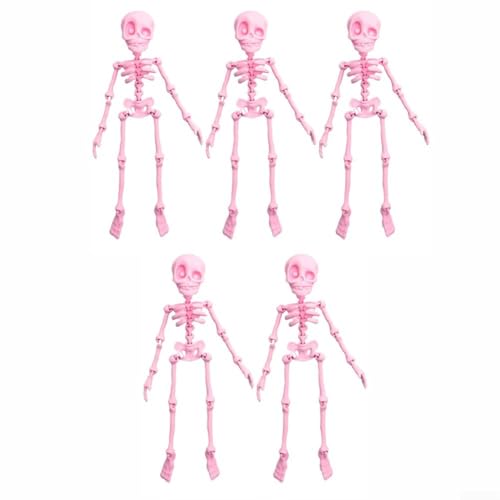 Filteilect Bewegliche Skelett-Kühlschrankmagnete, 5 Stück, Dekoration, bewegliche Gelenke, Spaß, pädagogisches Werkzeug, Halloween, Gothic, Kühlschrank, Zubehör, Büro, Schließfach (Rosa) von Filteilect