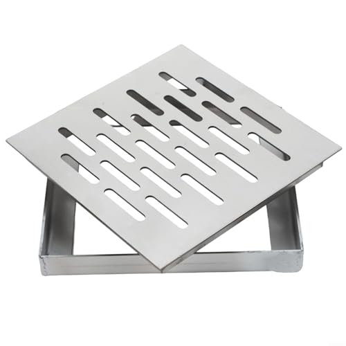 Filteilect Bodenablaufabdeckung, quadratischer Edelstahl-Entwässerungsrost, mit Rahmen, Anti-Rutsch-Oberflächen, Multi-Loch-Design, für städtische Straßenschule (150 * 150 * 20 mm) von Filteilect