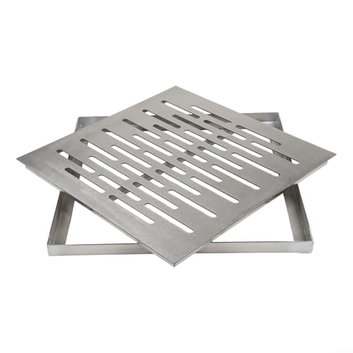 Filteilect Bodenablaufabdeckung, quadratischer Edelstahl-Entwässerungsrost, mit Rahmen, Anti-Rutsch-Oberflächen, Multi-Loch-Design, für städtische Straßenschule (300 * 300 * 20 mm) von Filteilect