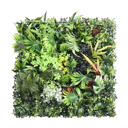 Filteilect Dekorativer grüner Gras-Panel, künstlicher Rasen, quadratische Matte, Innenpflanze, Wand, Sichtschutz Hecke, Garten, Haus, Hintergrund, 50 x 50 cm (D) von Filteilect