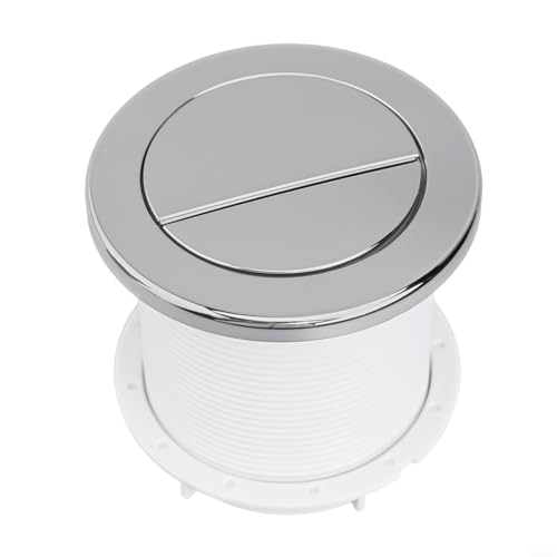 Filteilect Doppelschlauch, pneumatischer Doppelspülungs-Druckknopf für Toilette, rund, verchromt, luftbetriebene Spülkastensteuerung, für mehrere Marken Toilette (Silber) von Filteilect
