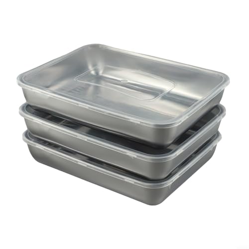 Filteilect Edelstahl-Aufbewahrungsboxen mit Deckel, 3 Stück, Lebensmittelbehälter für Kühl- und Gefrierschrank, quadratisches Tablett, Delikatfleischbehälter, Aufbewahrungsbox, tragbar Filteilect Edelstahl-Aufbewahrungsboxen mit Deckel, 3 Stück, Lebensmittelbehälter für Kühl- und Gefrierschrank, quadratisches Tablett, Delikatfleischbehälter, Aufbewahrungsbox, tragbar von Filteilect