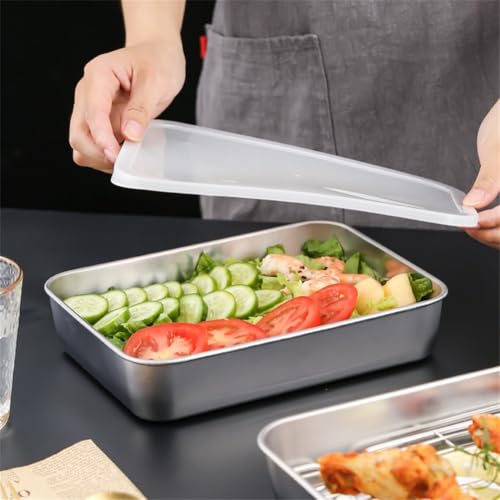 Filteilect Edelstahl-Backblech mit Kühlgitter und Abdeckung-Set, 3-teiliges Küchen-Backgeschirr zum Braten, Kühlen und Aufbewahren (26 x 20 x 5 cm) von Filteilect
