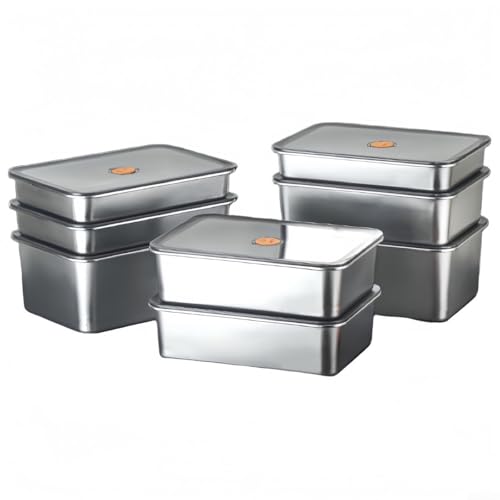 Filteilect Edelstahl-Frischhaltedose mit Deckel, rechteckige Käse-Aufbewahrungsbox, Deli-Behälter, Kühlschrank-Gefrierschrank-Organizer, für kaltes Fleisch (30 x 21 x 5 cm) von Filteilect