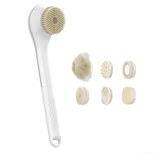 Filteilect Elektrische Körperscheuerbürste, mit 3 einstellbaren Einstellungen, langer Griff, Massagefunktion, für Rückenreinigung, Dusche, Bad-Werkzeug (Bürste, weiß) von Filteilect