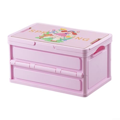Filteilect Faltbarer Aufbewahrungsbehälter, 18 l, mit Holz-Tischdeckel, faltbare Organizer-Box mit Griff, für Camping-Aufbewahrung, 36 x 23 x 19 cm (Rosa) von Filteilect