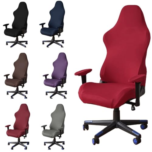 Filteilect Gaming-Stuhlbezug, Stretch-Spandex, Computer-Büro-Rennsitzschutz, elastisch, weich, Sesselbezug für Heimbüro, Weinrot von Filteilect
