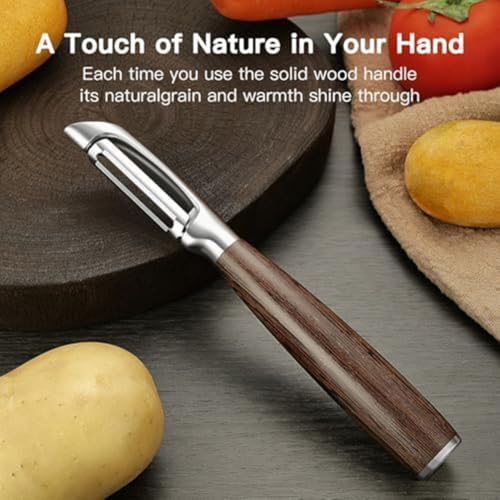 Filteilect Gemüseschäler aus Edelstahl, mit ergonomischem Holzgriff, professionelles Küchenwerkzeug, für Obst und Kartoffeln von Filteilect