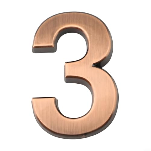 Filteilect Glänzendes 3D-Hausnummernschild für den Außenbereich, Briefkasten, Hotelzimmer, Büro, Adresse in Bronzefarbe, ABS-Harzmaterial, 50 x 35 x 6 mm Größe (d) von Filteilect
