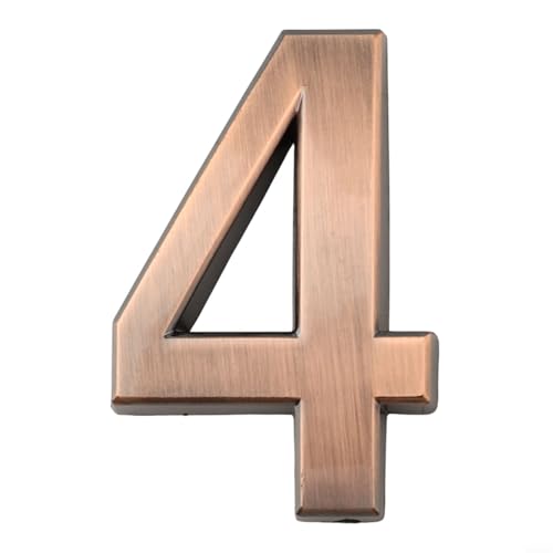Filteilect Glänzendes 3D-Hausnummernschild für den Außenbereich, Briefkasten, Hotelzimmer, Büro, Adresse in bronzefarbener Farbe, ABS-Harzmaterial, 50 x 35 x 6 mm Größe (e) von Filteilect