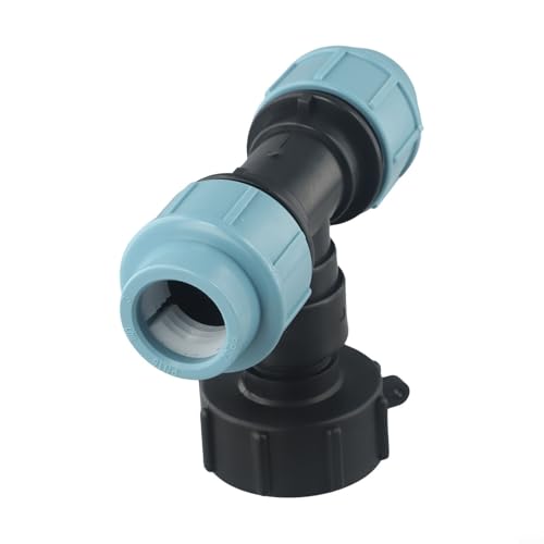 Filteilect IBC-Tankadapteranschluss S60X6 Grobgewinde auf 20/25/32 mm PE-Rohrverschraubungen, Kunststoff-Wasser- oder Kraftstofftankarmatur für Gartenschlauchanschluss und T-Auslass 32 mm von Filteilect
