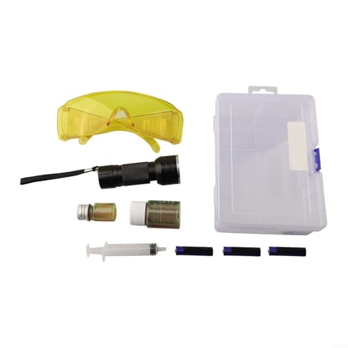 Filteilect Klimaanlagen-Leckerkennungs-Set mit UV-Taschenlampe, fluoreszierendem Farbstoff, Batterien, Schutzbrille und Aufbewahrungsbox für Auto, Zuhause, Kühlschrank von Filteilect