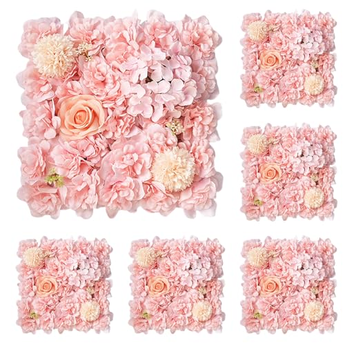 Filteilect Künstliche Blumen-Wandpaneele, 38,1 x 38,1 cm, 3D-Rosen-Hortensien, Hochzeits-Hintergrund, Dekoration für Innen- und Außenbereich, Party, Fotobereich (weiß), 6 Stück von Filteilect