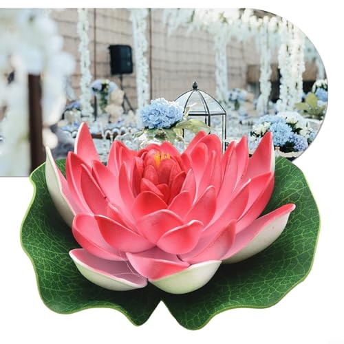 Filteilect Künstliche Seerose, schwimmende Lotusblüte für Teich, Aquarium, Dekoration, mehrfarbig, Dekoration für Haus und Garten, 18 cm (S12pink) (SKU) von Filteilect