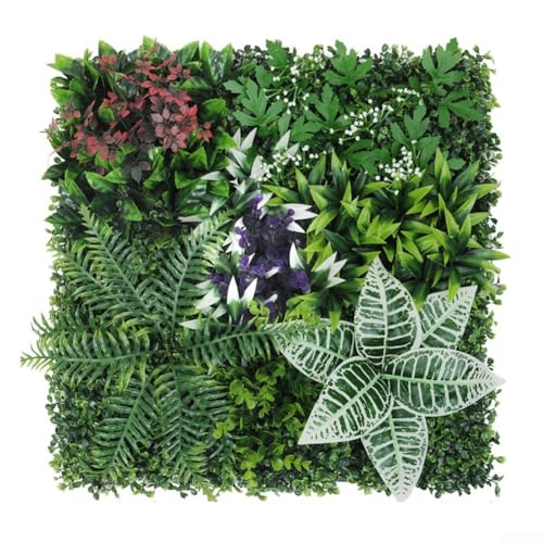 Filteilect Künstliches grünes Gras-Wandpaneel für drinnen und draußen, dekorative Pflanzen-Wandmatte, synthetische Gras-Hecke, Sichtschutz für Hausgarten (1) von Filteilect