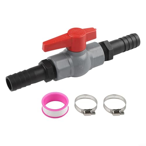 Filteilect Kugelhahn mit Schlauchanschluss, PVC-Absperrventil für Bewässerung Rohrleitungen Pool Wasserdurchflusskontrolle mit Dichtungsband & Schlauchschellen, 1 Zoll / 1 1/4 Zoll von Filteilect