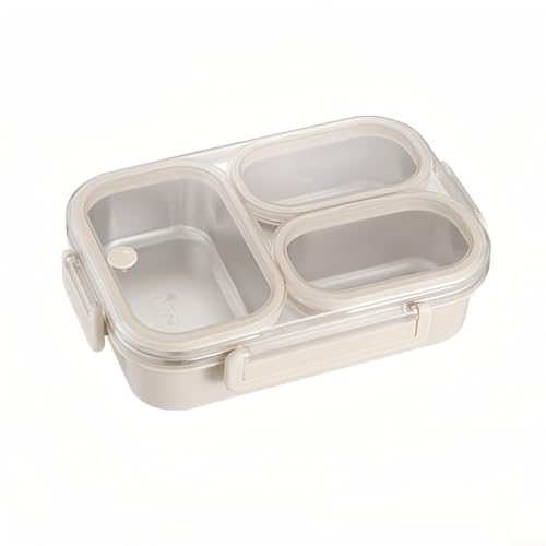 Filteilect Lunchbox aus Edelstahl mit 3 Fächern, auslaufsicherer Lebensmittelbehälter für Erwachsene, spülmaschinenfest, Bento-Box für Arbeit, Schule (weiß) von Filteilect