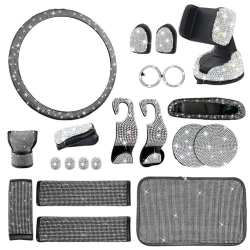 Filteilect Luxus Auto Innenraum Zubehör Kit, 21 Stück Ultra Samt Lenkradbezug Handyhalterung, Untersetzer Set, Weiß Rosa Lila (Weiß) von Filteilect
