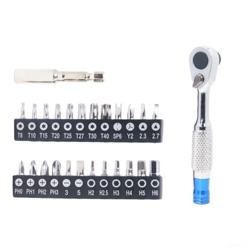 Filteilect Mini-Ratschen-Schraubendreher-Set mit 72 Zähnen, T8-T40, PH0-PH3, SL3-SL5, H2-H6, Schnellspanner-Werkzeug-Set für Fahrrad-Reparatur, Werkstatt, Handwerkzeuge (d) von Filteilect