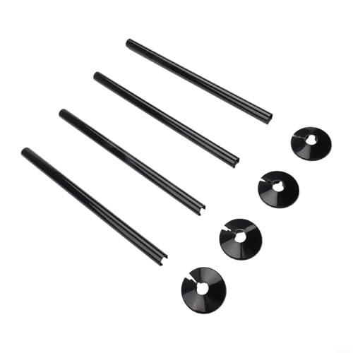 Filteilect PVC-Heizkörperrohrabdeckungen mit Kragen, Heizrohrhülsen, 300 mm x 15 mm, Schwarz, 4 Stück, für Sanitär-Heizungsrohre, Snap-On-Design von Filteilect