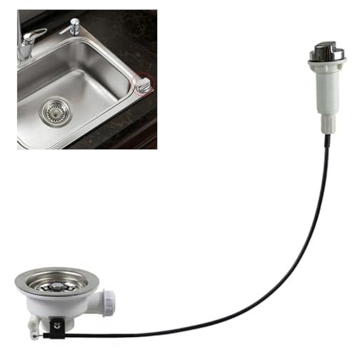Filteilect SUS304 Abflusssieb für Küchenspüle, Edelstahl, mit Kabelsteuerung, drehbares Wasserflusskontroll-Ablauf-Set für einfache Installation (114 mm) von Filteilect
