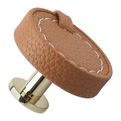 Filteilect Schubladengriffe aus braunem Leder mit runden Knäufen – Unterschrankgriffe aus Zinklegierung für Küche, Bad oder Schrankmöbel, 36 mm Breite x 28 mm Länge, (A) von Filteilect