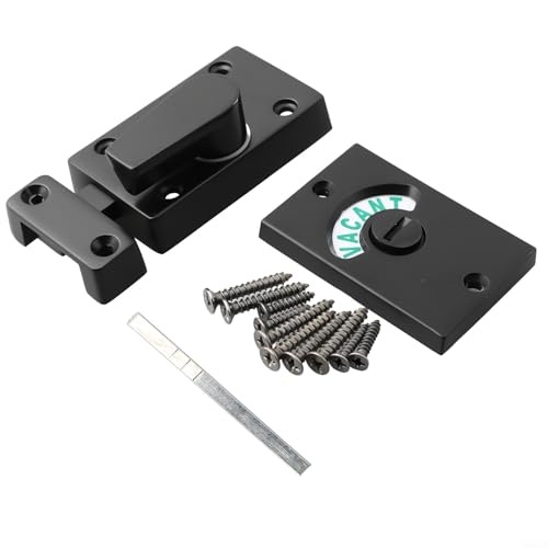 Filteilect Schwarze Zinklegierung Badezimmer Türanzeiger Schloss Vacant Engaged Privatsphäre WC WC Trennwand Hardware mit grünem rotem Display und Schrauben für Toiletten, Duschen und von Filteilect