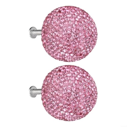 Filteilect Set mit 2 glitzernden Strasssteinen für Kristallkugel-Türknäufe, 30 mm, runde Schrank- und Schubladengriffe mit 5 Schraubenlängen, dekorative Möbelgriffe für Schrank (Rosa) von Filteilect