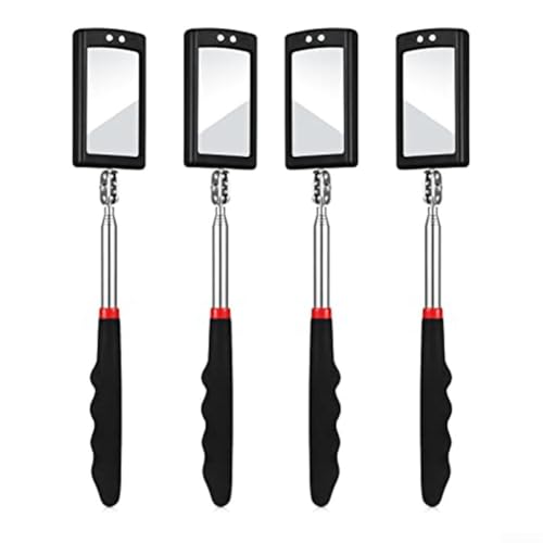 Filteilect Teleskop-Inspektionsspiegel mit LED-Licht, 4 Stück, verstellbare Länge, Edelstahl, flexibles Rotationswerkzeug von Filteilect