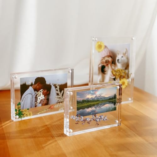 Filteilect Transparenter Acryl-Bilderrahmen mit magnetischem Design, 8 + 8 mm dick, Desktop-Display-Ständer für Zuhause, Büro, Dekoration, mehrere (8 x 12 cm) von Filteilect