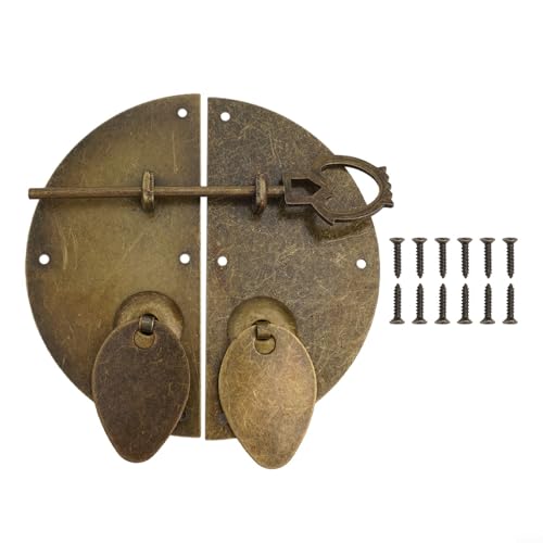 Filteilect Türriegel im chinesischen Retro-Stil mit rundem Klopfzug und Bronze-Finish, Eisen-Schloss-Mechanismus mit Bolzen für Holztüren, Schränke, Kleiderschränke, Filteilect Türriegel im chinesischen Retro-Stil mit rundem Klopfzug und Bronze-Finish, Eisen-Schloss-Mechanismus mit Bolzen für Holztüren, Schränke, Kleiderschränke, von Filteilect