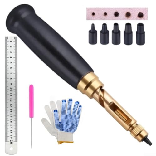 Filteilect Verstellbarer japanischer Schraubenstanzer mit 6 austauschbaren Spitzen für Lederbastelpapierprojekte Griff inkl. Aufbewahrungsbox Lineal Nadel Filteilect Verstellbarer japanischer Schraubenstanzer mit 6 austauschbaren Spitzen für Lederbastelpapierprojekte Griff inkl. Aufbewahrungsbox Lineal Nadel von Filteilect
