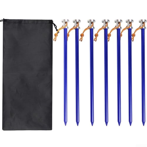 Filteilect Zeltheringe aus Aluminium, robuste Heringe mit Seillöchern, flache Spitze, scharfe Spitze, für Sand, Schlamm, Gras, Camping, Wandern, Vordach, Markise (blau) von Filteilect